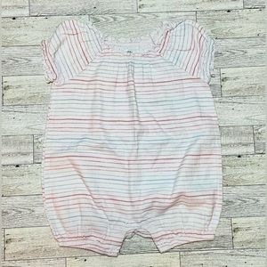 NWOT Aden+Anais Baby Girls 3-6M White With Stripes Short Sleeve Kimono Romper